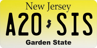 NJ license plate A20SIS