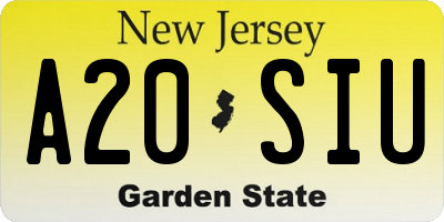 NJ license plate A20SIU
