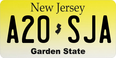 NJ license plate A20SJA