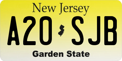 NJ license plate A20SJB