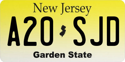 NJ license plate A20SJD