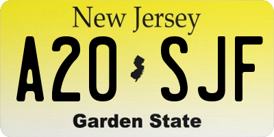 NJ license plate A20SJF
