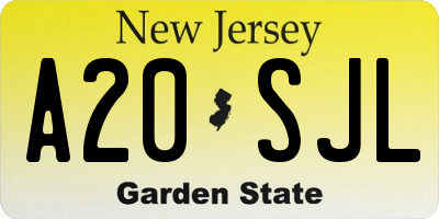 NJ license plate A20SJL