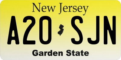 NJ license plate A20SJN