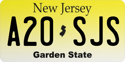 NJ license plate A20SJS
