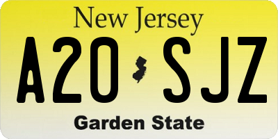 NJ license plate A20SJZ