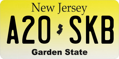 NJ license plate A20SKB