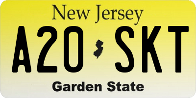 NJ license plate A20SKT