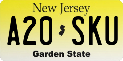 NJ license plate A20SKU