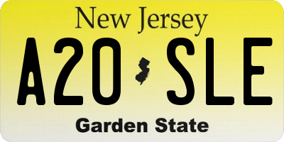 NJ license plate A20SLE