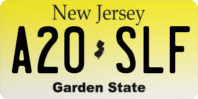 NJ license plate A20SLF
