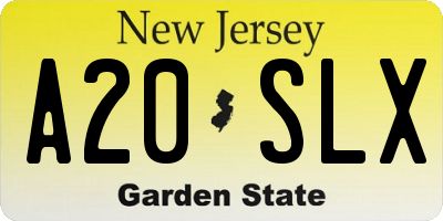 NJ license plate A20SLX