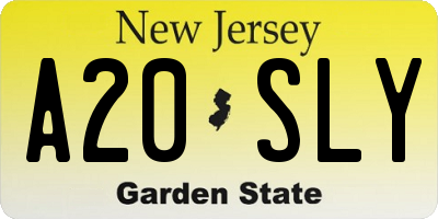 NJ license plate A20SLY