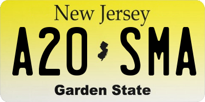 NJ license plate A20SMA