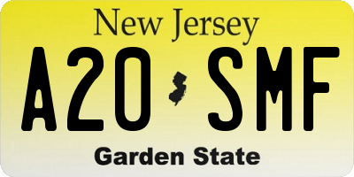 NJ license plate A20SMF