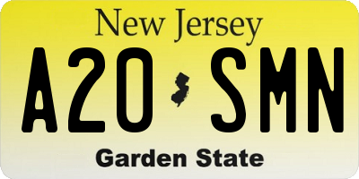 NJ license plate A20SMN
