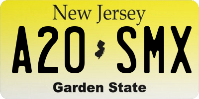 NJ license plate A20SMX
