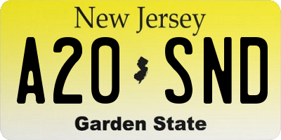 NJ license plate A20SND