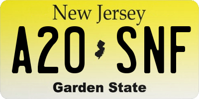 NJ license plate A20SNF