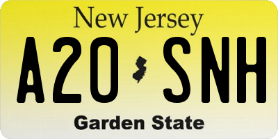 NJ license plate A20SNH
