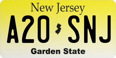 NJ license plate A20SNJ