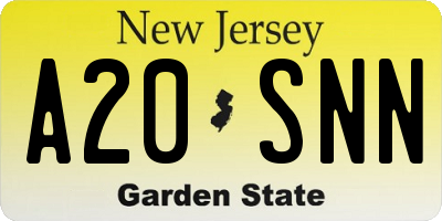 NJ license plate A20SNN