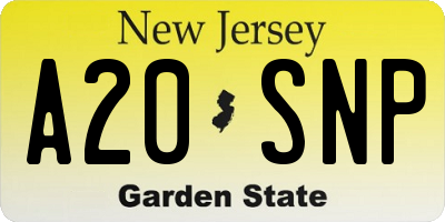 NJ license plate A20SNP
