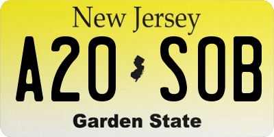 NJ license plate A20SOB