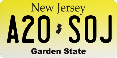 NJ license plate A20SOJ
