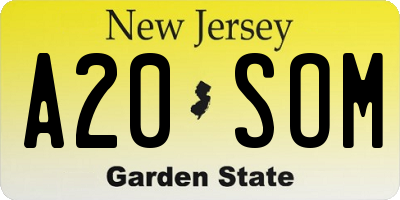 NJ license plate A20SOM