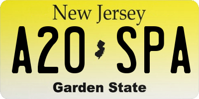NJ license plate A20SPA