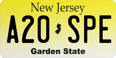 NJ license plate A20SPE