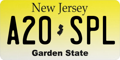 NJ license plate A20SPL
