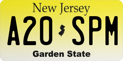 NJ license plate A20SPM