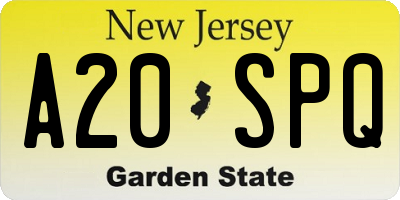 NJ license plate A20SPQ