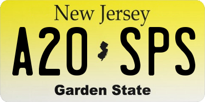 NJ license plate A20SPS