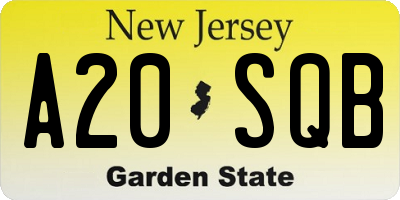 NJ license plate A20SQB