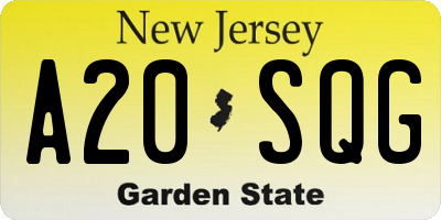 NJ license plate A20SQG