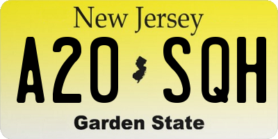NJ license plate A20SQH
