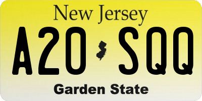 NJ license plate A20SQQ
