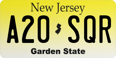 NJ license plate A20SQR