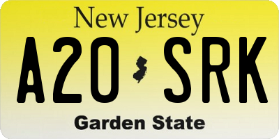NJ license plate A20SRK