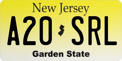NJ license plate A20SRL