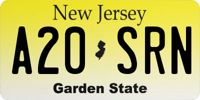 NJ license plate A20SRN