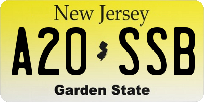 NJ license plate A20SSB