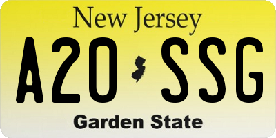 NJ license plate A20SSG