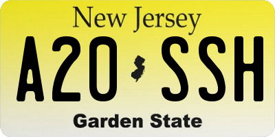 NJ license plate A20SSH