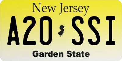 NJ license plate A20SSI