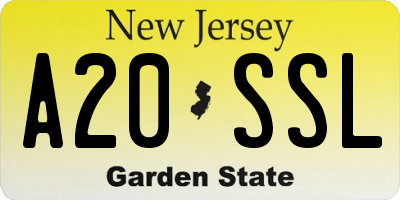NJ license plate A20SSL