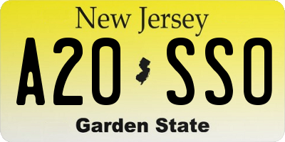 NJ license plate A20SSO